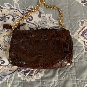 Cute brown clutch with gold chain